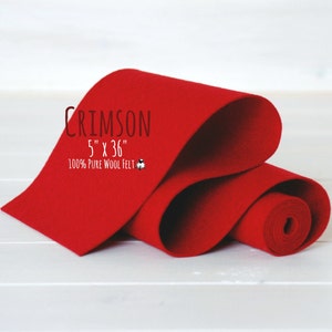 100% Merino Wollfilz Rolle - 12cm x 92cm Rolle - Wollfilz Farbe Crimson 4190 – Dunkelroter Wollfilz – Rote Farbe Wollfilz