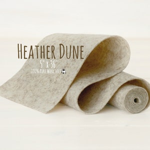 100% Merino Wollfilz Rolle - 5 "x 36" Filzrolle - Wollfilz Farbe Heather Dune-9010 - Heather Wollfilz - Marmor Wollfilz