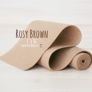 Filzrolle 100% Wolle - 13cm x 92cm - Wollfilz in der Farbe Rosy Braun - 7070 Rosy Braun - Reiner Wollfilz