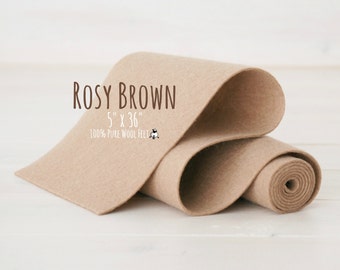 100% Wool Felt Roll - 5" x 36"  Felt Roll - Wool Felt Color Rosy Brown-7070 - Rosy Brown Wool Felt - Pure Wool Felt - Dusk Wool Felt