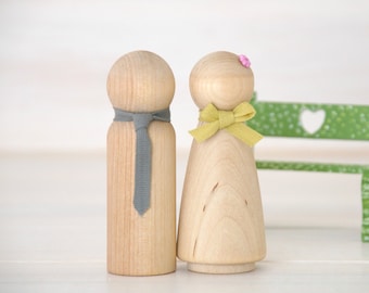 Wooden Peg Dolls - Unfinished Wooden People - Husband & Wife wooden dolls, Wooden Peg Dolls - Set of 2, 4, 6 or 8  - DIY Wood Crafts