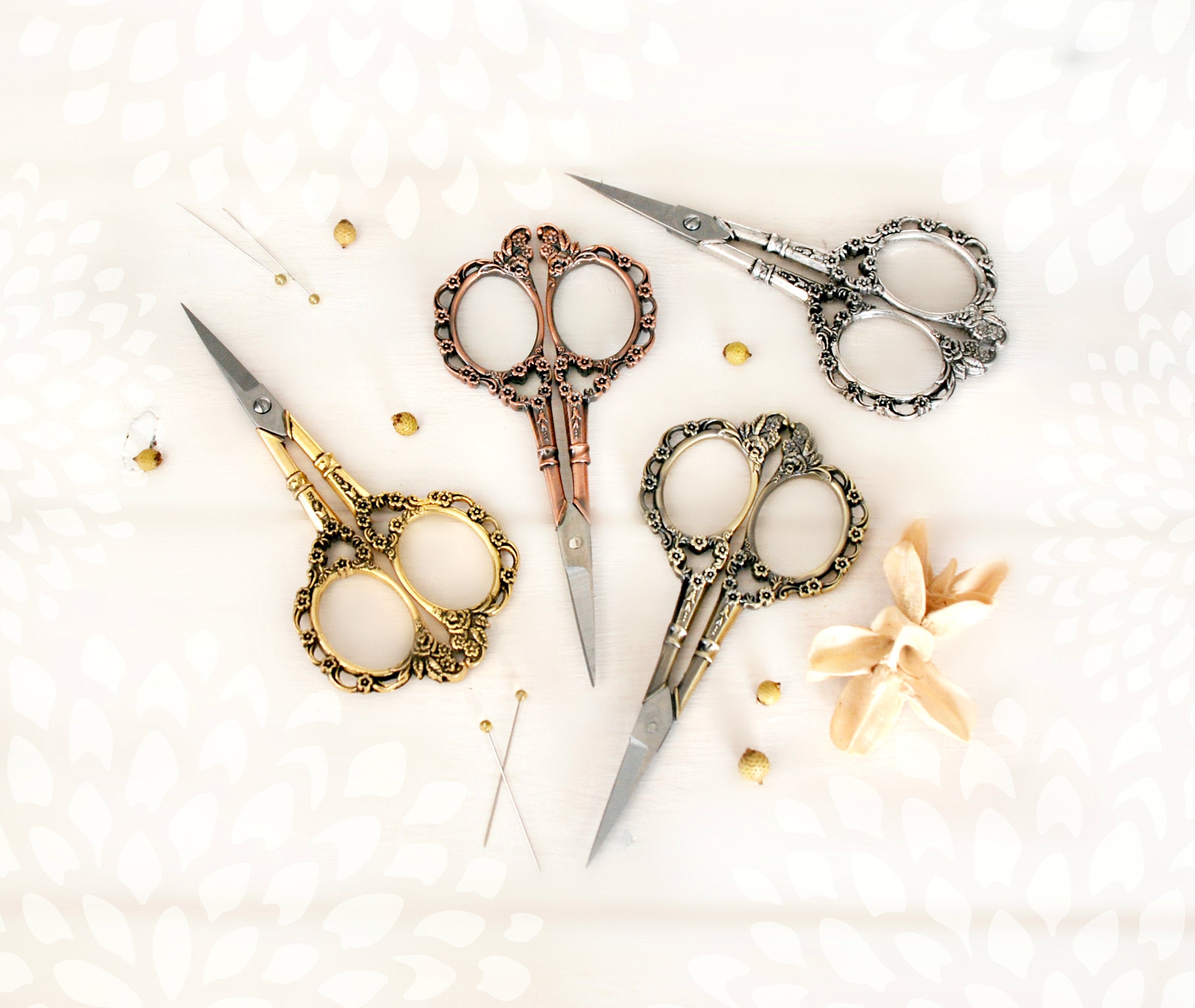 Floral Embroidery Scissors - Small Flower Scissors- Rose Gold