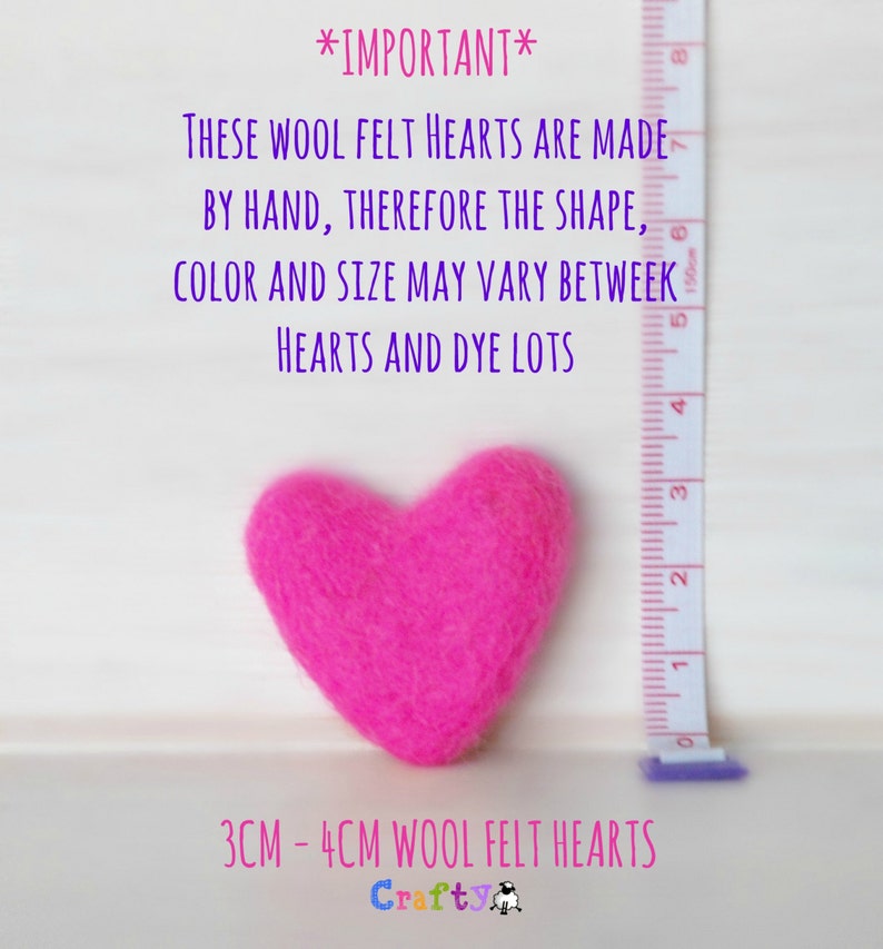 Mix and Match Felt Hearts Wool Felt Hearts 3-4cm/30-40mm Multi-color Garland Kit Felted Hearts Colorful Felt Hearts You Choose image 4