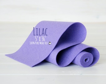 100% Merino Wool Felt Roll - 5" x 36"  Wool Felt Roll - Wool Felt Color Lilac-3120 - Pure Wool Felt - Pastel Purple Wool Felt - Lilac Color