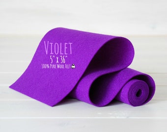 100% Merino Wool Felt Roll - Wool Felt Roll 5" x 36" - Wool Felt Color Violet-3100 - Purple wool Felt - Violet color felt - Violet Wool Felt