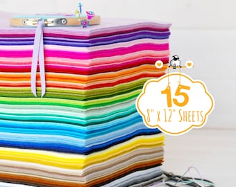 100% Wool Felt Sheets - 15 Sheets of 8" X 12" - Merino Wool - Pure Wool Felt Sheets - 15 Wool Felt Sheets - Choose your Colors - FINAL SALE