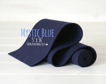 100% Wool Felt Roll - 5" x 36" Wool Felt Roll - Wool Felt Color Mystic Blue-2220 - European Wool Felt - Dark Blue Wool Felt - Dark Blue Felt