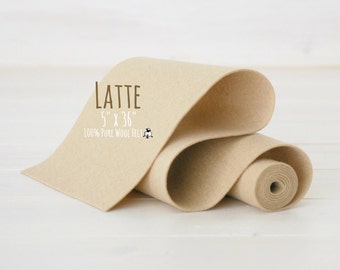 100% Merino Wool Felt Roll - 5" x 36" Wool Felt Roll - Wool Felt Color Latte-7020 - Beige Wool Felt - Skin Color Wool Felt  - Waldorf Doll