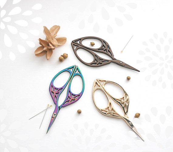 Colorful Embroidery Scissors - Small Scissors- Leaf Scissors - Gold Leaf  Scissors - Bronze Leaf Scissors - Cute Scissors - Cute Snips