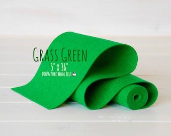 100% Merino Wool Felt - Roll - 5" x 36" Wool Felt Roll - Wool Felt Color Grass Green-1140 - Pure Wool Felt  - Green Felt - Merino Wool Felt
