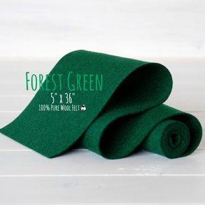 100% Merino Wollfilz Rolle - 5 "x 36" Wollfilzrolle - Wollfilzfarbe Waldgrün - 1260 - Europäischer Filz - Dunkelgrüne Wollfilzrolle