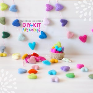 Mix and Match Felt Hearts Wool Felt Hearts 3-4cm/30-40mm Multi-color Garland Kit Felted Hearts Colorful Felt Hearts You Choose image 3