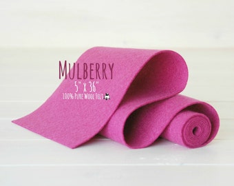 100% Merino Wool Felt Roll - 5" x 36" Roll - Wool Felt Color Mulberry-3060 - European Wool Felt - Purple Merino felt - Mulberry Color Felt