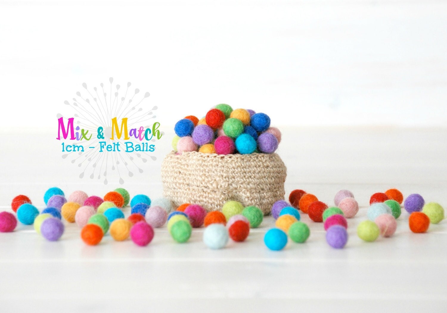 Felt Balls - Pastel Bundle Felt Balls - 100% Wool Felt Balls - (18 - 20 mm)  - Easter Felt Balls - 2cm Pom Poms - DIY Easter Garland - Poms