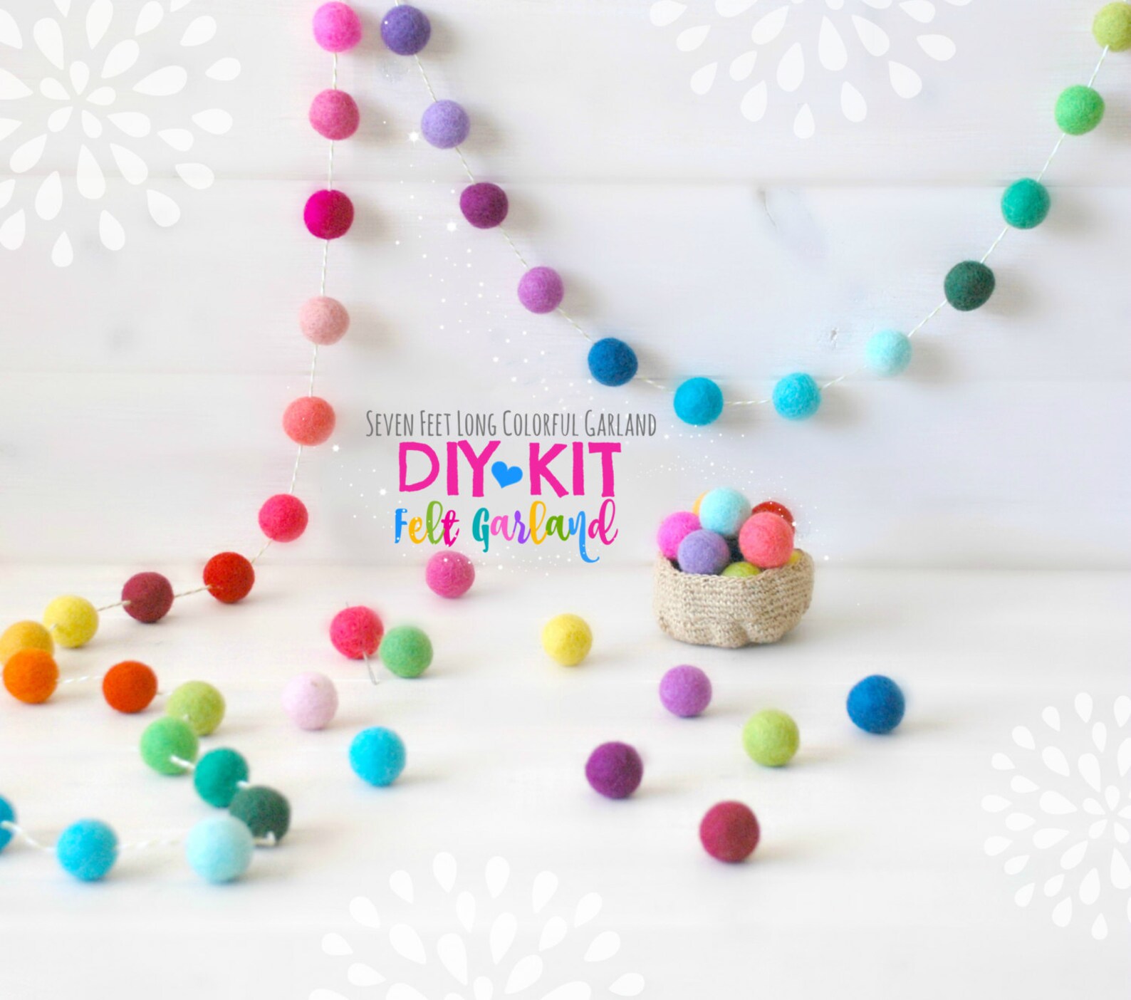 DIY Garland Kit Felt Ball Garland DIY Kit Colorful Etsy