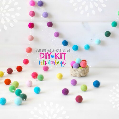 DIY Garland Kit Felt Ball Garland DIY Kit Colorful Etsy