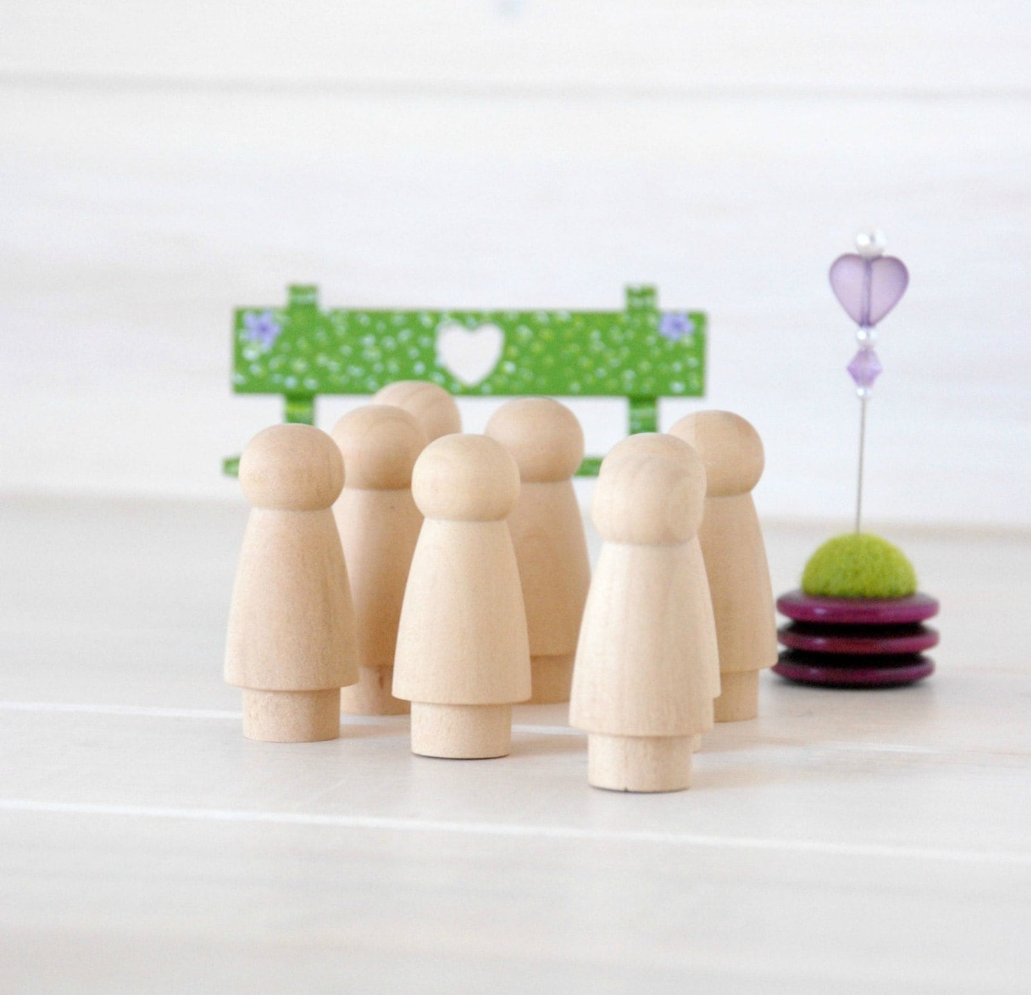 Wood Peg People Family Set of 5 Unfinished Wood Wood Peg Dolls DIY