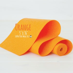 Orange Merino Wool Felt Roll: Soft Craft Fabric (5&quot; x 36&quot;)