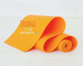 100% Merino Wool Felt Roll - 5" x 36" Wool Felt Roll - Wool Felt Color Orange-5040 - Soft Wool Felt - Orange Color Wool Felt - Wool Felt