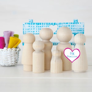 Unfinished Wooden Peg Dolls: Family Set, DIY Craft (30 Pieces)