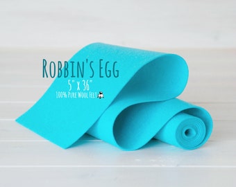 100% Merino Wool Felt Roll - 5" x 36" Wool Felt Roll - Wool Felt Color Robbin's Egg-2070 - Pure Merino Wool Felt - Robbin's Egg Felt