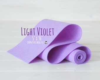 100% Merino Wool Felt Roll - 5" x 36" Wool Felt Roll - Wool Felt Color Light Violet-3090 - Pure Merino Wool Felt - Pastel Color Wool Felt