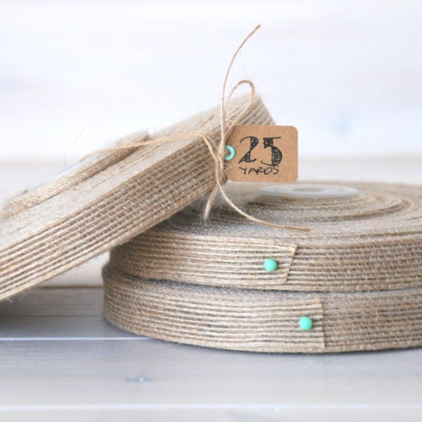 Natural Burlap Ribbon - 25 Yards of Natural Jute Ribbon -  5/8" Wide - Jute Ribbon - Natural Burlap Ribbon - Wedding Ribbons - DIY Weddings