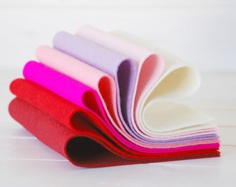 Valentine Wool Felt Sheets: European 100% Wool, 8"x12" - 7 Colors