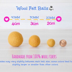 Wool Felt Balls Size, Approx. 2CM 18 20mm 25 Felt Balls Pack Color Almond-7005 Almond color felt balls 2CM Skin Felt Balls image 2