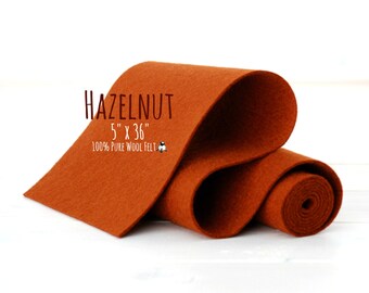 Wool Felt Roll - 5" x 36" 100% Wool Felt Roll  - Wool Felt Color Hazelnut-7140 - European Wool Felt - Mahogany color wool felt - Red Brown