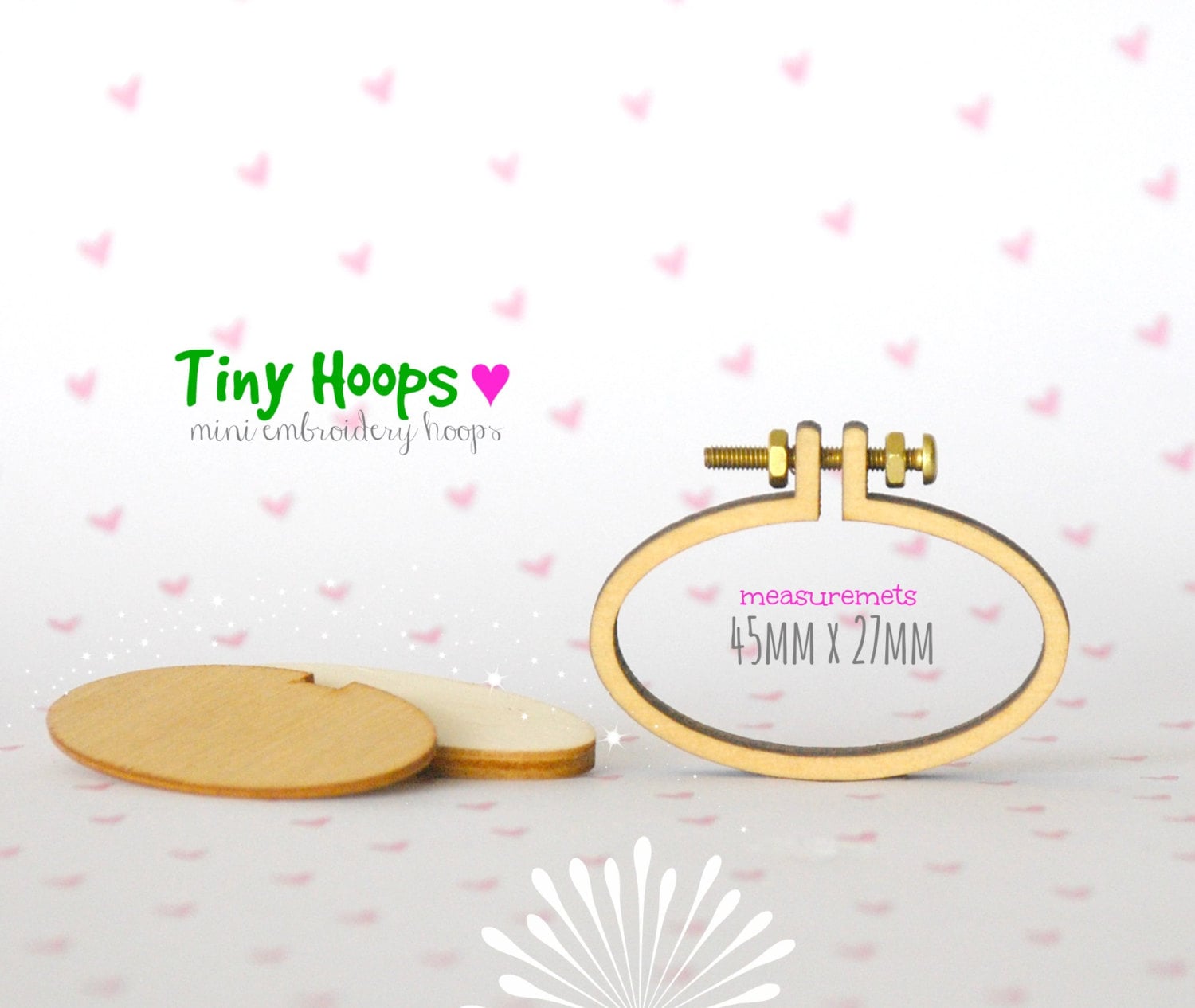 DIY Tiny Embroidery Hoop Frame Kit - 27mm x 45mm - Embroidery Hoop Frame -  Oval Miniature Embroidery Hoop - Necklace Mini Oval Hoop - Brooch