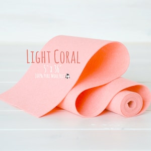 100% Merino Wollfilz Rolle- 13cmx92cm Rolle- Wollfilz in der Farbe Light Coral-4120 - Light Coral Wollfilz - Reiner Merino Wollfilz in Light Coral