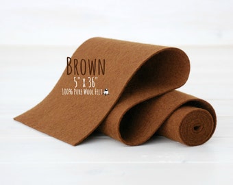 100% Merino Wool Felt Roll  - 5" x 36" Wool Felt Roll - Wool Felt Color Brown-7150 - Merino Wool Felt  - Brown color wool felt - Brown Felt