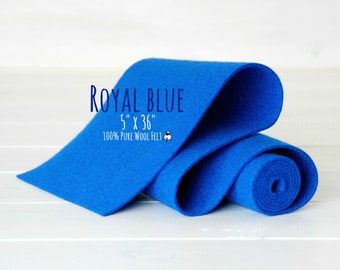 100% Merino Wool Felt Roll - 5" x 36" Roll - Wool Felt Color Royal Blue- 2180 - Royal Blue Color Wool Felt Roll - Pure Wool Felt - Blue Felt