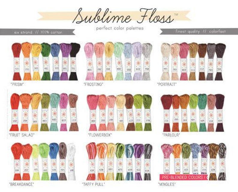 Christmas Pallete Embroidery Thread by Sublime Cotton Floss 7 Skeins Pack Embroidery Floss Christmas Tree Sublime Stitching