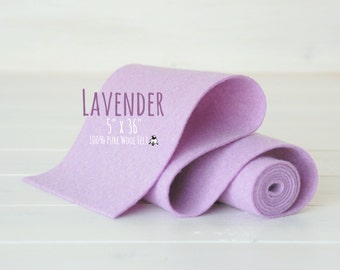 100% Wool Felt Roll  - 5" x 36" Wool Felt Roll  - Wool Felt Color Lavender-3020 - European Wool Felt - Lavender color wool felt - Wool Felt