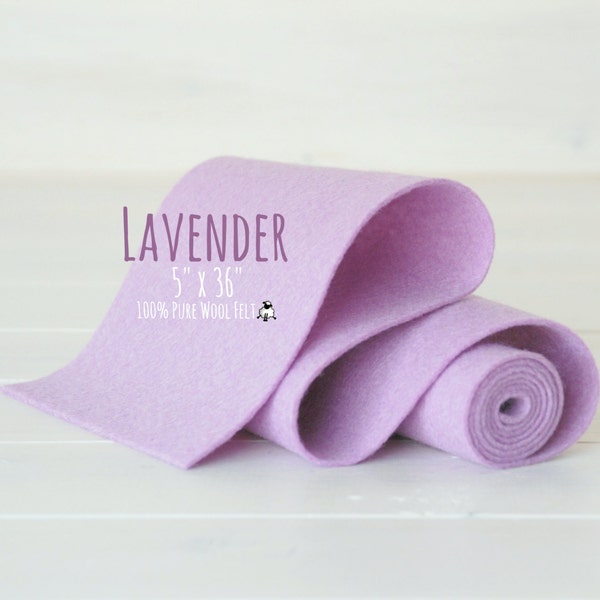 100% Wool Felt Roll  - 5" x 36" Wool Felt Roll  - Wool Felt Color Lavender-3020 - European Wool Felt - Lavender color wool felt - Wool Felt