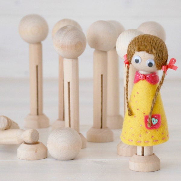 DIY Clothespin Doll - 30 Wooden Dolls -  Wooden Clothespins Dolls DIY - Clothespin with Head and Stand