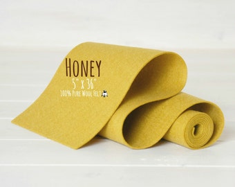 100% Merino Wool Felt Roll- 5" x 36" Roll- Wool Felt Color Honey-6100 - Yellow Brown Color Wool Felt - Merino Wool Felt - Honey Color Felt