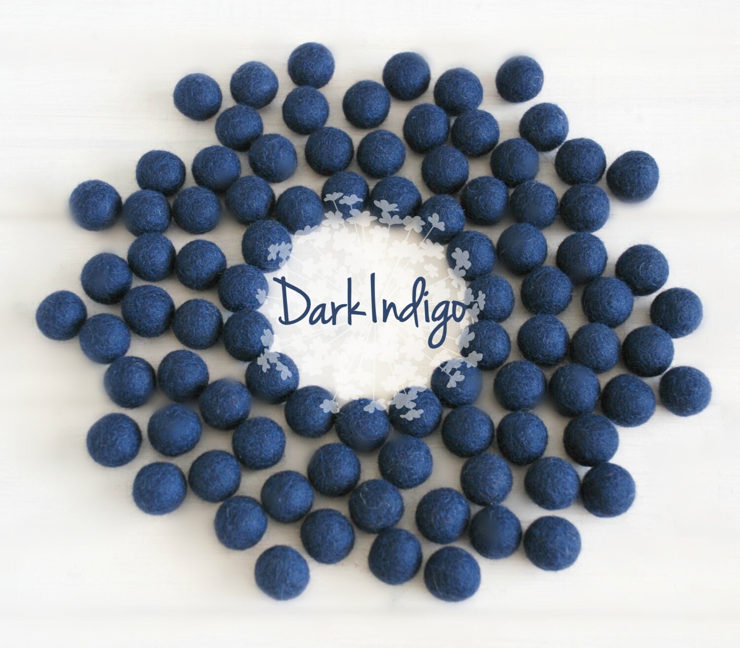 Wool Felt Balls - Size, Approx. 2CM - (18 - 20mm) - 25 Felt Balls Pack -  Color Dark Indigo-2095 - Dark Blue Pom Poms - Dark Blue Felt Balls