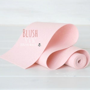 100% Merino Wool Felt Roll- 5" x 36" Roll- Wool Felt Color Blush-4100 - Soft Pink Color Wool Felt -  Pure Merino Wool Felt - Blush Wool Felt