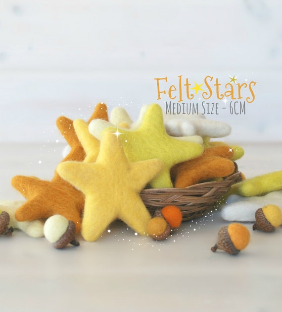 6cm Needle Wool Felt Stars , Wool Felt Pom Pom Home Decor DIY