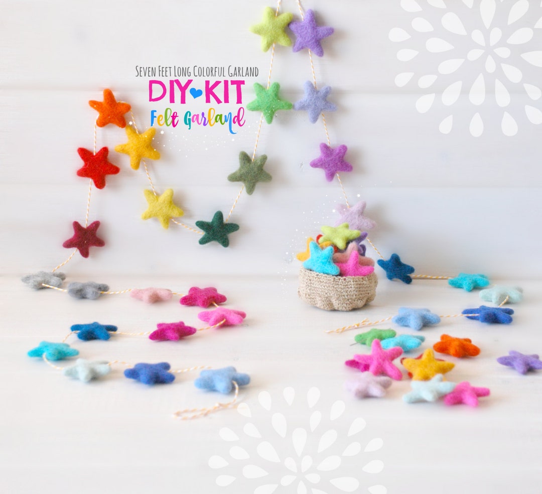 DIY Garland Kit Felt Star Garland DIY Kit Colorful Garland 30 Stars