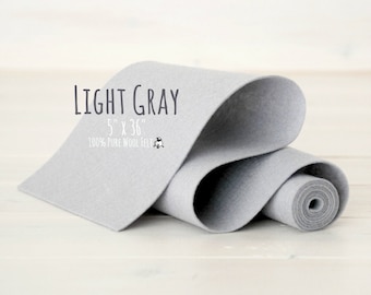 100% Merino Wool Felt Roll - 5" x 36" Wool Felt Roll - Wool Felt Color Light Gray-8040 - Merino Wool Felt - Light Gray Color Wool Felt