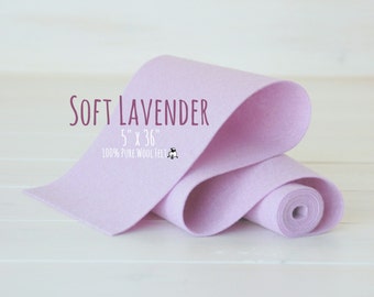 100% Merino Wool Felt Roll - 5" x 36" Wool Felt Roll - Wool Felt Color Soft Lavender-3010 - Pure Merino Wool Felt - Pastel Color Wool Felt