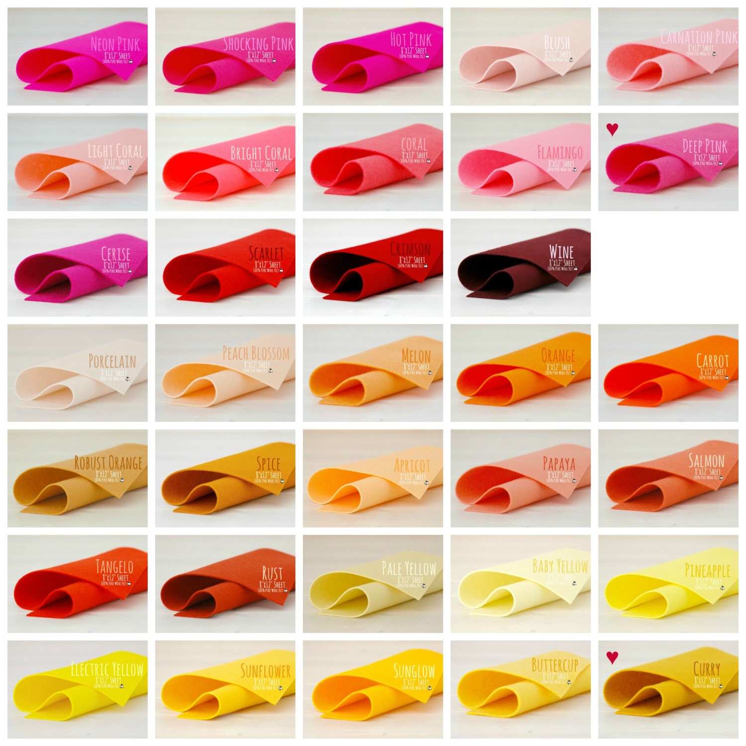 Felt Sheets 3mm - 6 pieces in Colors of Your Choice –