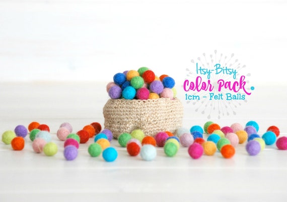 1CM Tiny Wool Felt Balls - Colorful Felt Balls - 1CM Wool Felt Balls -10mm  - 100% Wool Felt Pom Poms - 10mm Felt Balls - Single Color Pack