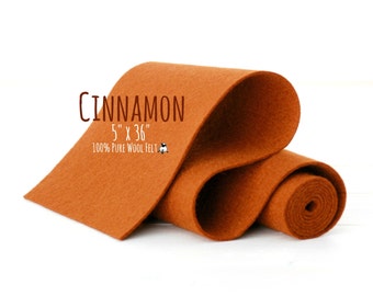 100% Wool Felt Roll - 5" x 36" Wool Felt Roll - Wool Felt Color Cinnamon-7130 - European Wool  Felt - Cinnamon Color wool felt - Red Brown