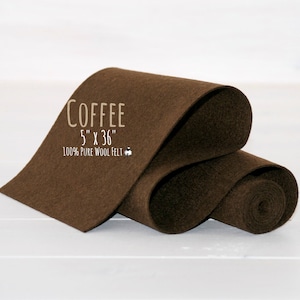 100% Merino Wollfilz Rolle - 12cm x 92cm Wollfilz in Kaffeebraun - 7160 - Dunkelbraune Wollfilzrolle