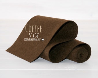 100% Merino Wool Felt Roll - 5" x 36" Wool Felt Roll - Wool Felt Color Coffee-7160 - Merino Wool Felt - Dark Brown Color Wool Felt - Coffee